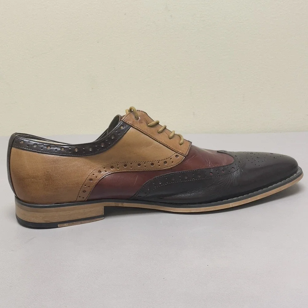 Stacy Adams Shoes Wingtip Oxford Men 12 D Brown Tri Color  Tinsley Dress Lace Up